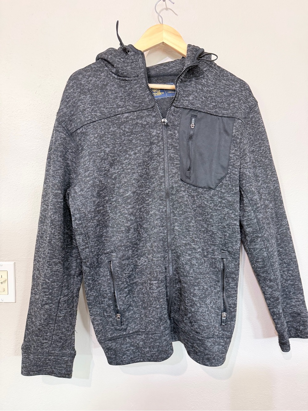 Rugby Men's Hooded Full-Zip Sweater Jacket - Charcoal Gray Size M